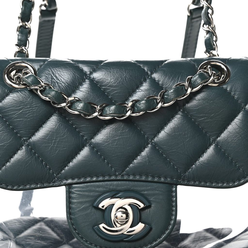 Crumpled Calfskin PVC Quilted Backpack Green