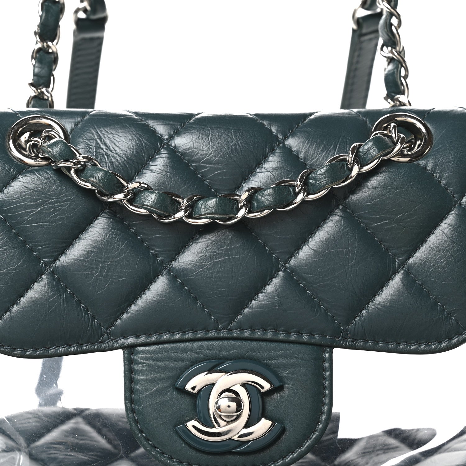 Crumpled Calfskin PVC Quilted Backpack Green