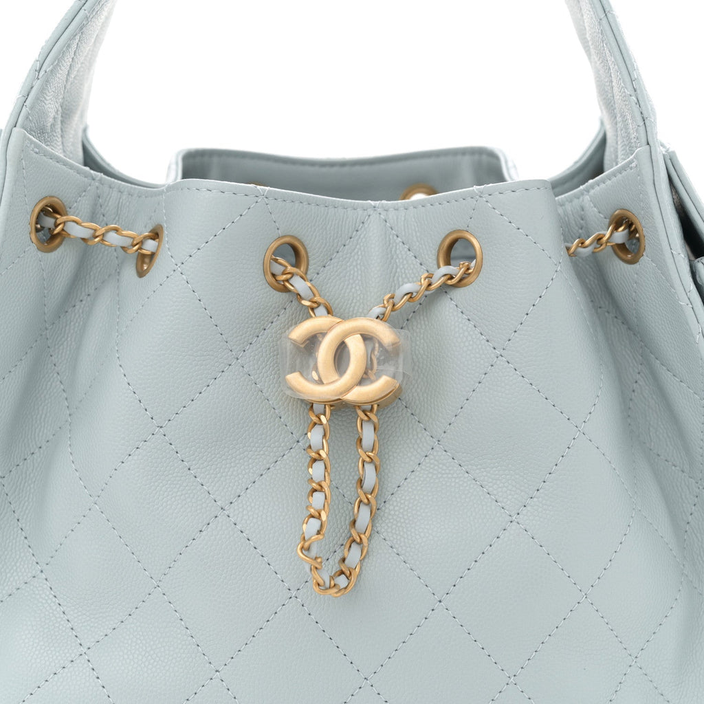 Caviar Quilted Small Chanel 25 Handbag Light Blue