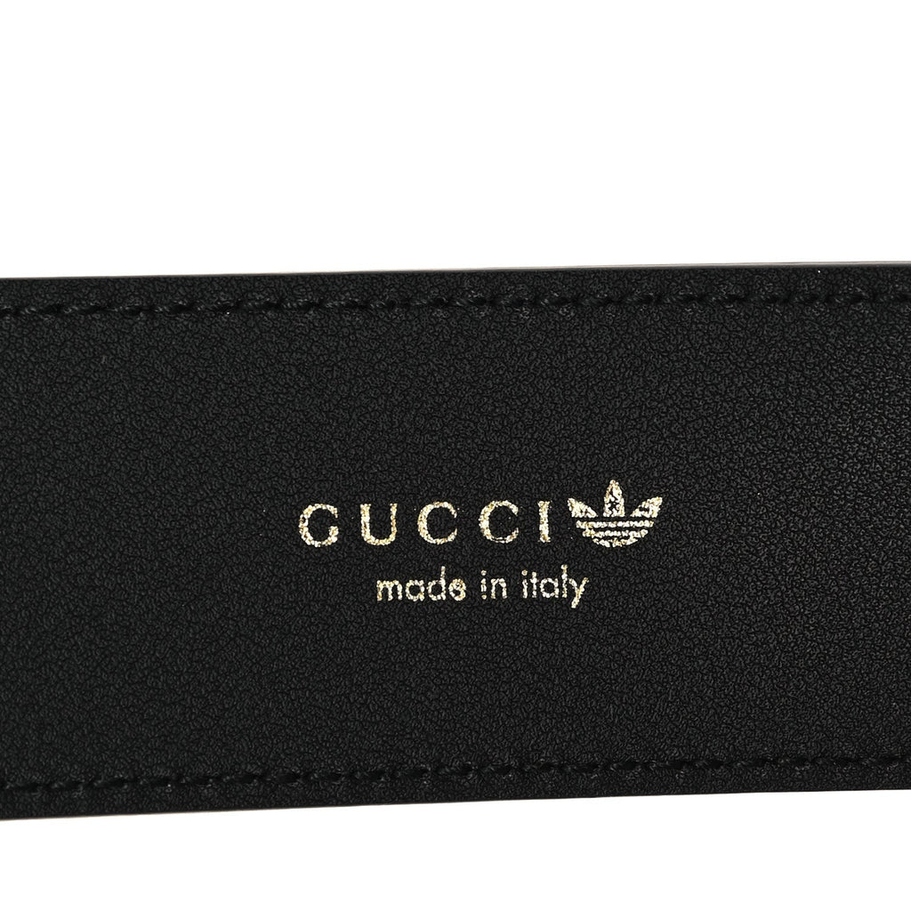 X ADIDAS Textured Dollar Calfskin Double G 40mm Belt 80 32 Black