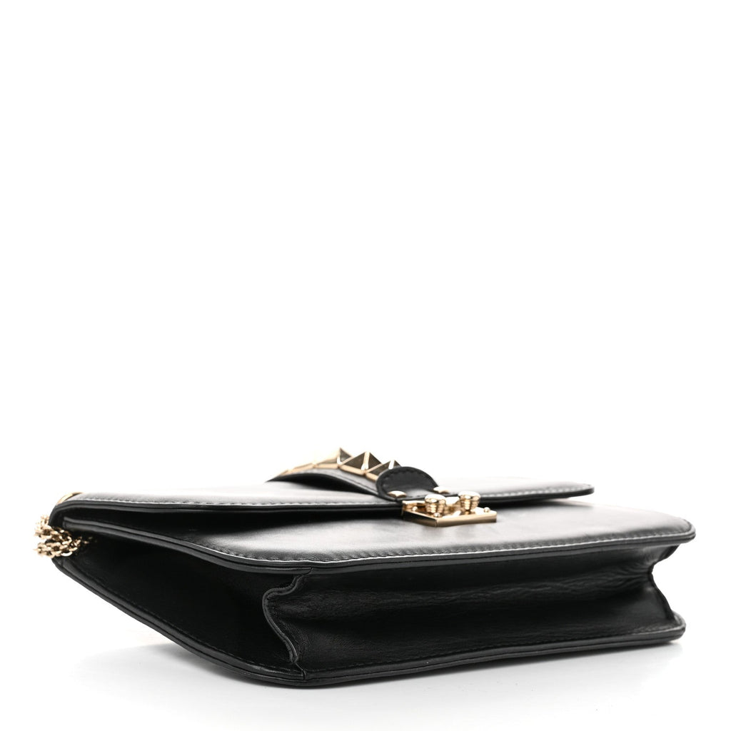 Vitello Medium Glam Lock Rockstud Flap Black