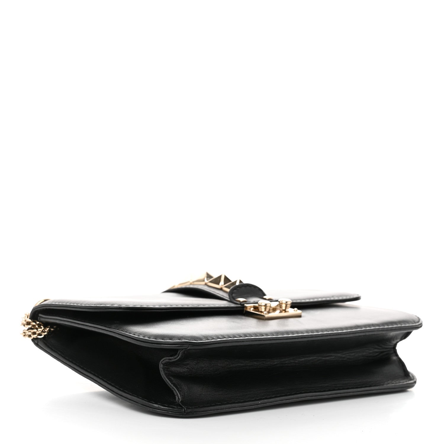 Vitello Medium Glam Lock Rockstud Flap Black