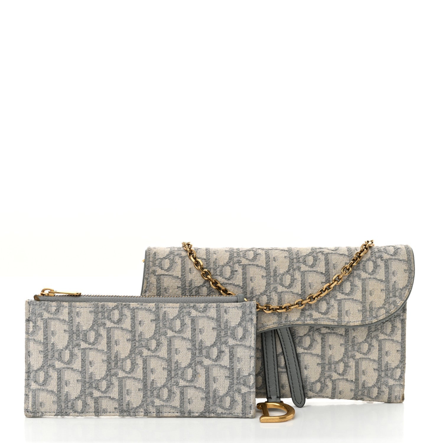 Oblique Saddle Chain Long Wallet Grey
