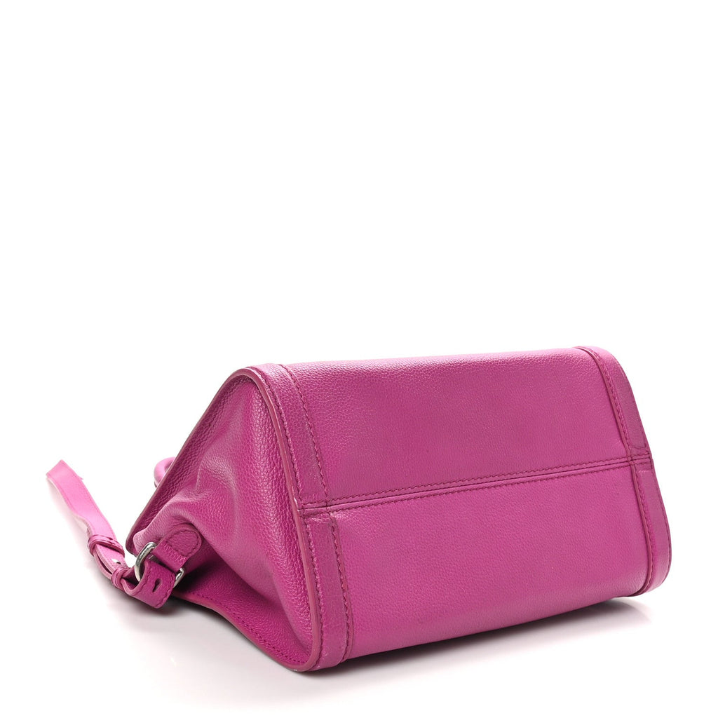 Pebbled Calfskin Small Skull Padlock Zip Around Tote Bouganville