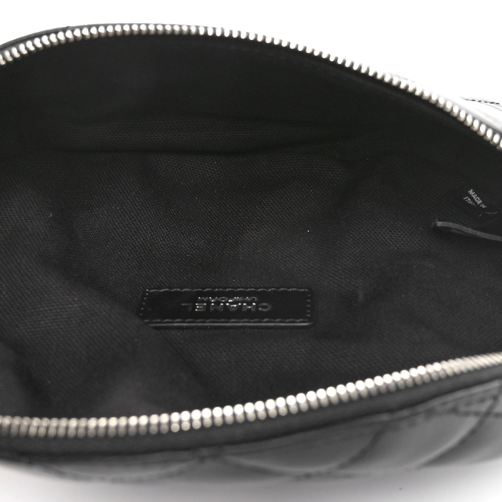 Calfskin Quilted Waist Belt Bag Black