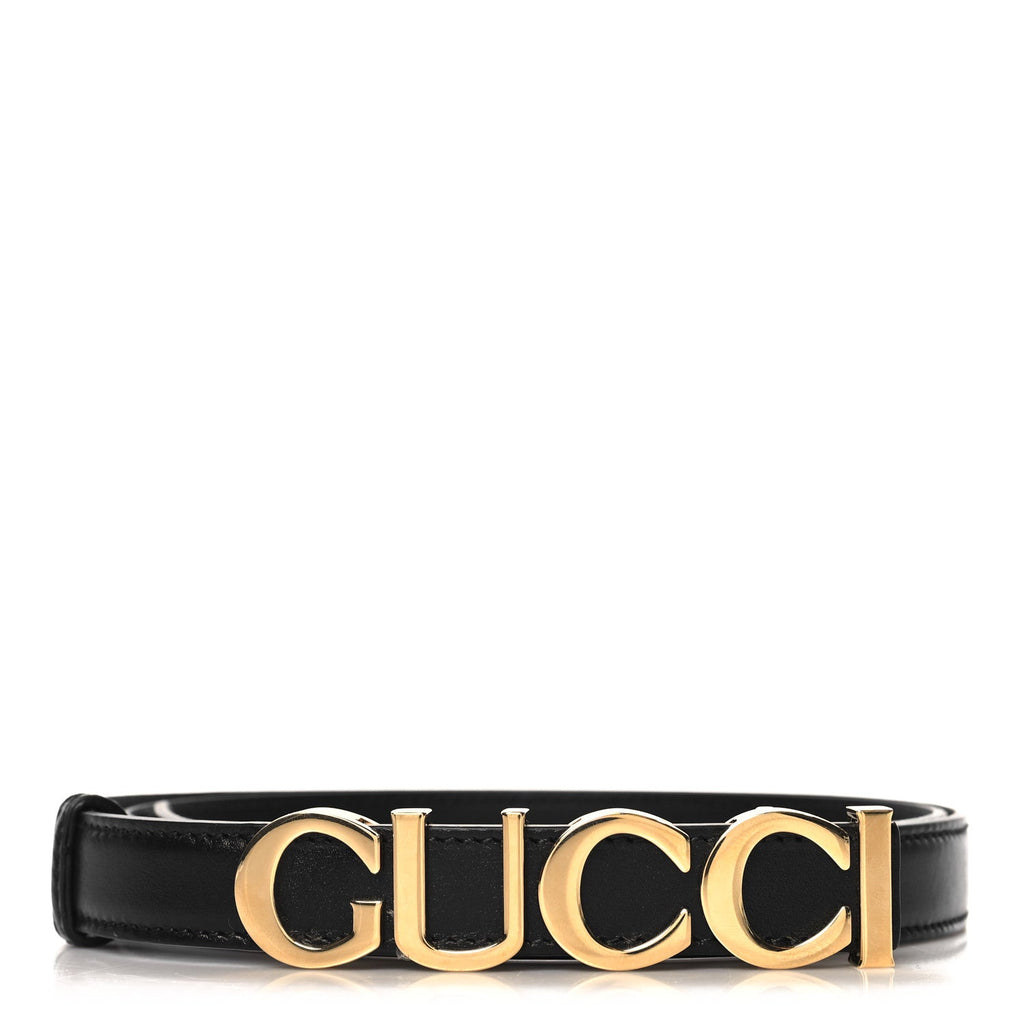 Plutone Calfskin Gucci Buckle 20mm Thin Belt 90 36 Black