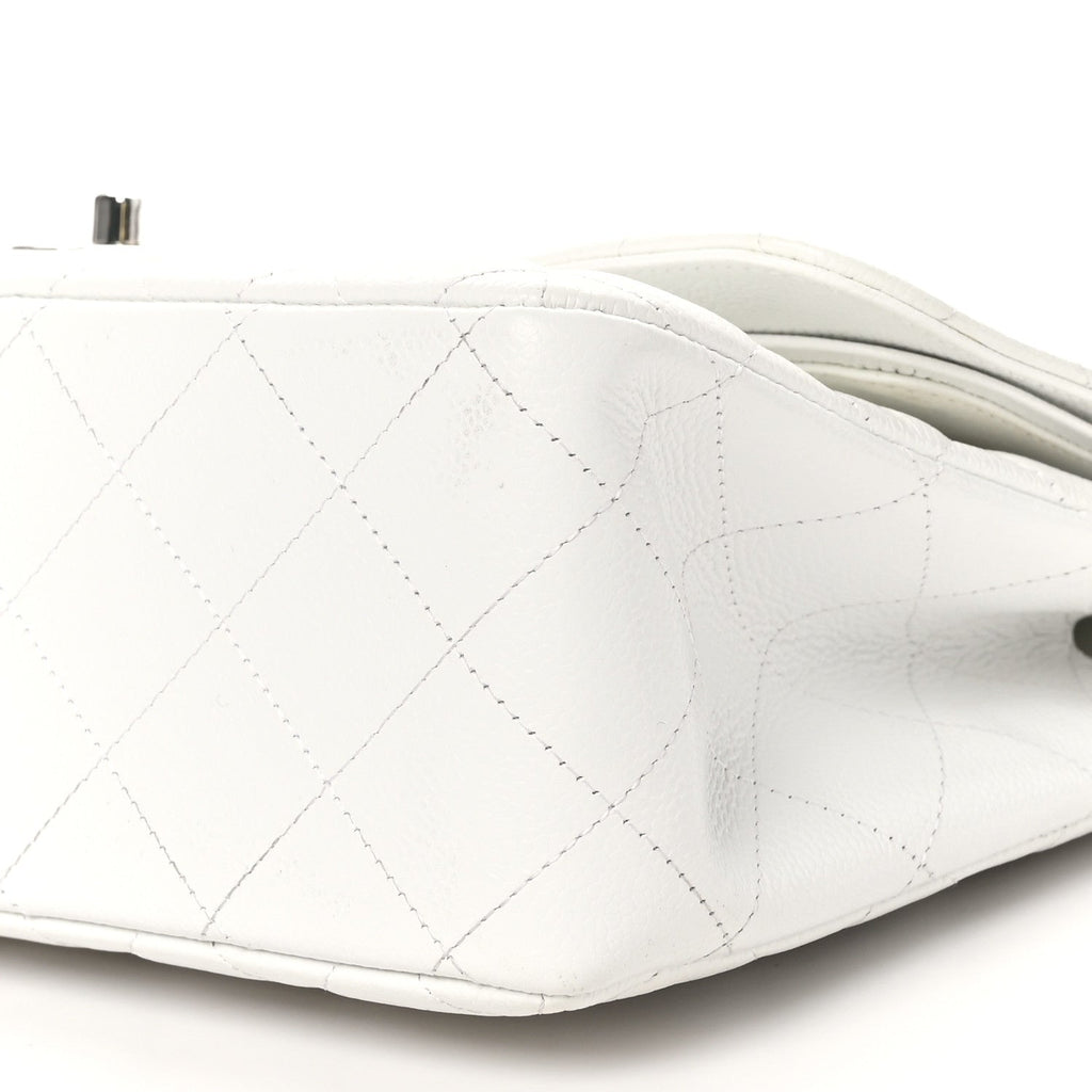 Caviar Quilted Jumbo Double Flap White