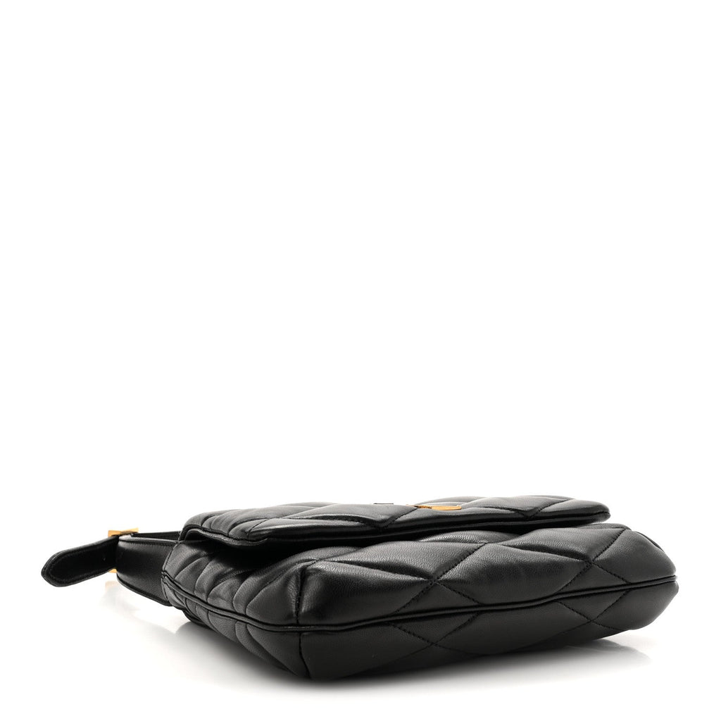 Lambskin Quilted Le 57 Diamond Shoulder Bag Black