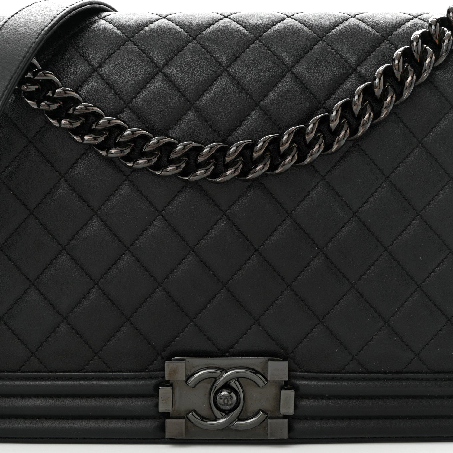Calfskin Quilted New Medium Boy Flap So Black