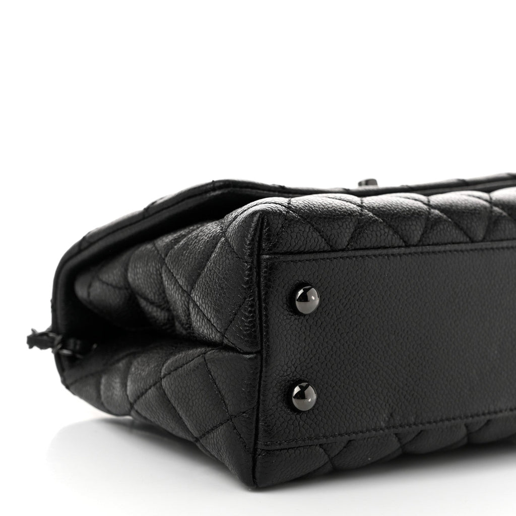 Caviar Quilted Mini Coco Handle Flap So Black