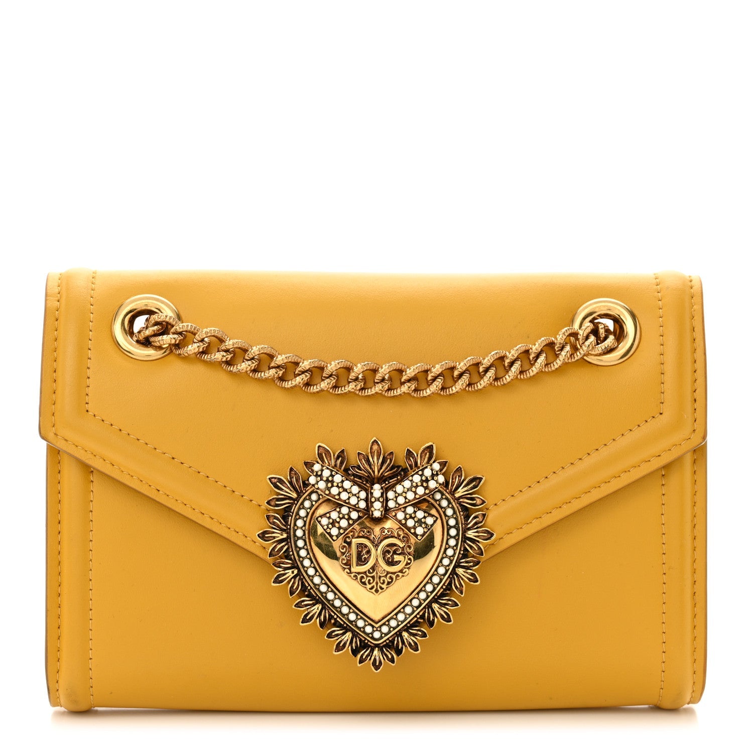 Smooth Calfskin Mini Devotion Envelope Bag Yellow