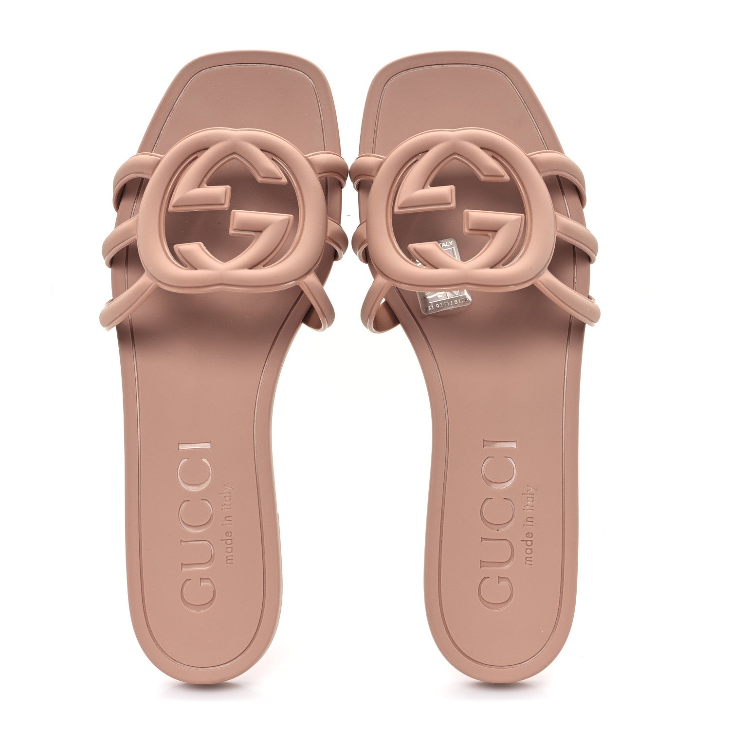 Rubber Interlocking G Womens Slide Sandals 36 Light Beige