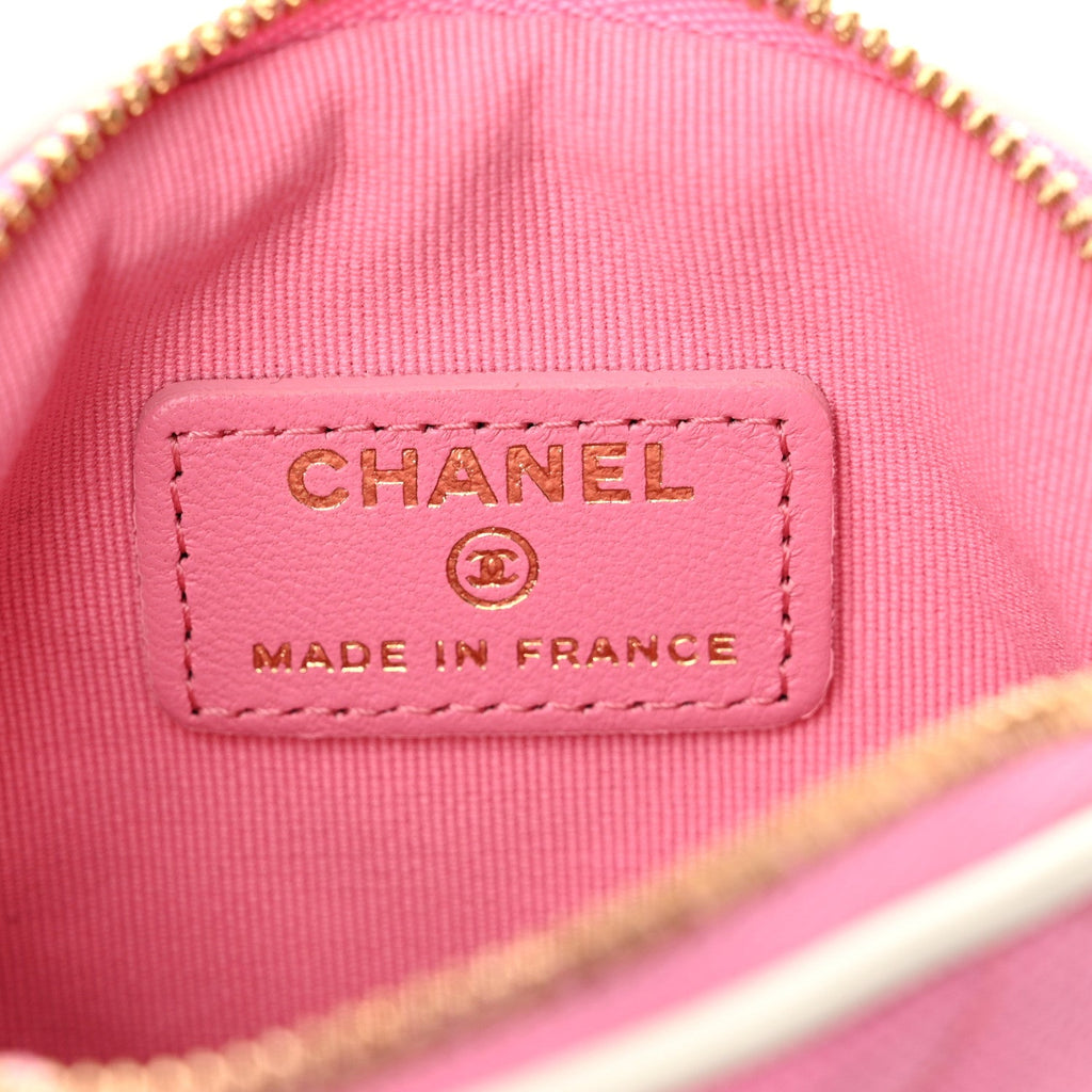 Canvas Calfskin Tennis Racket Clutch With Chain Pink White