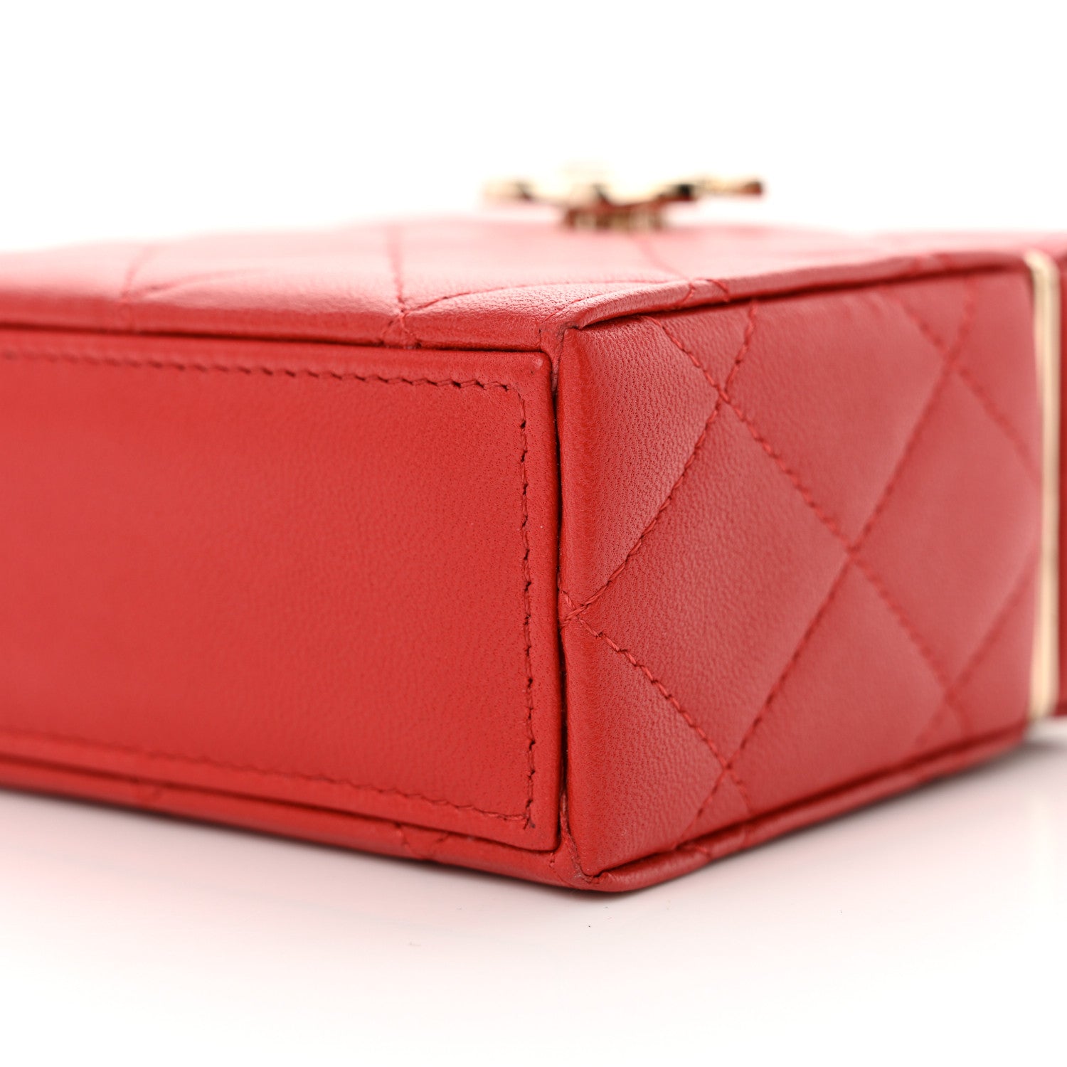 Lambskin Quilted Small Box With Chain Red