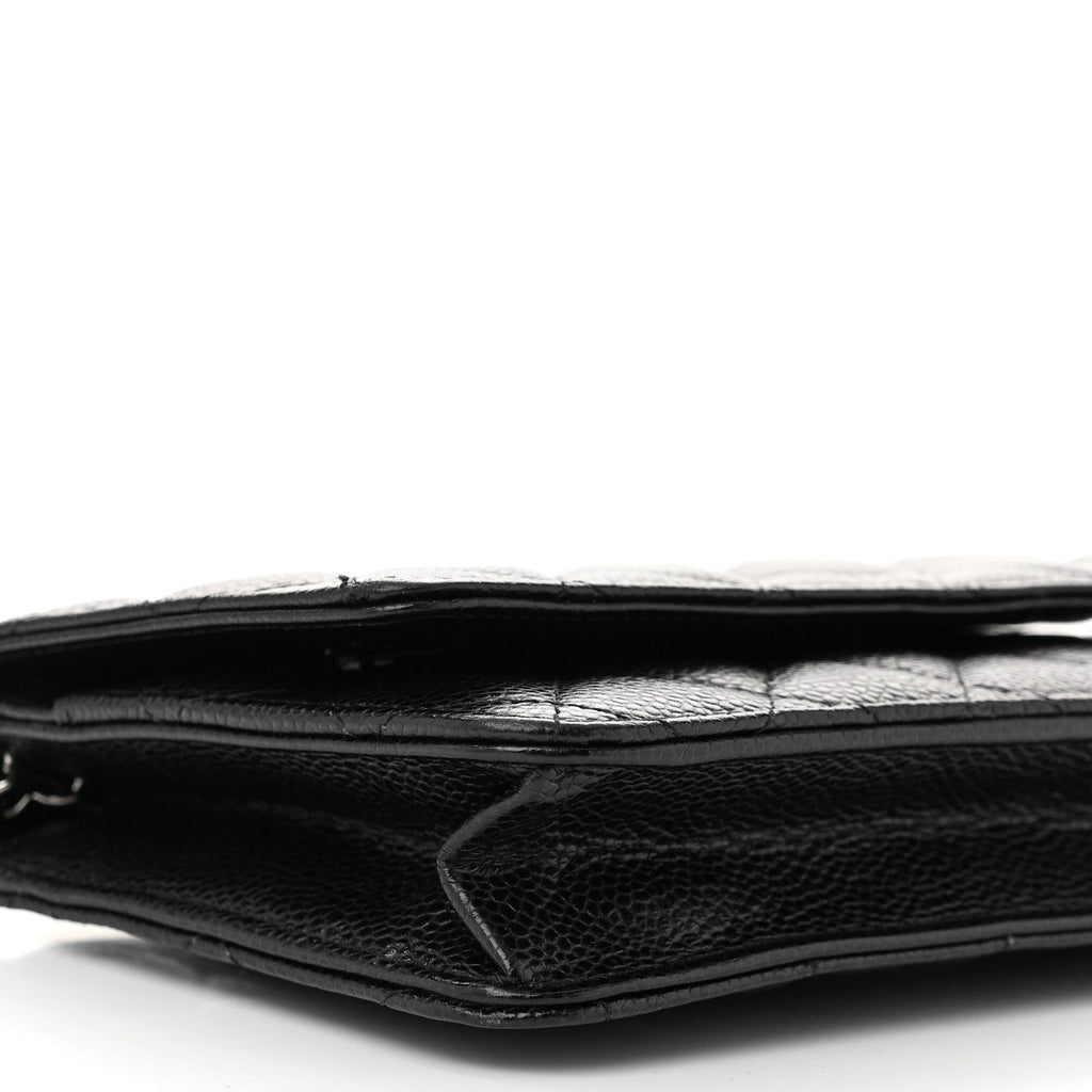 Caviar Quilted Wallet on Chain WOC Black