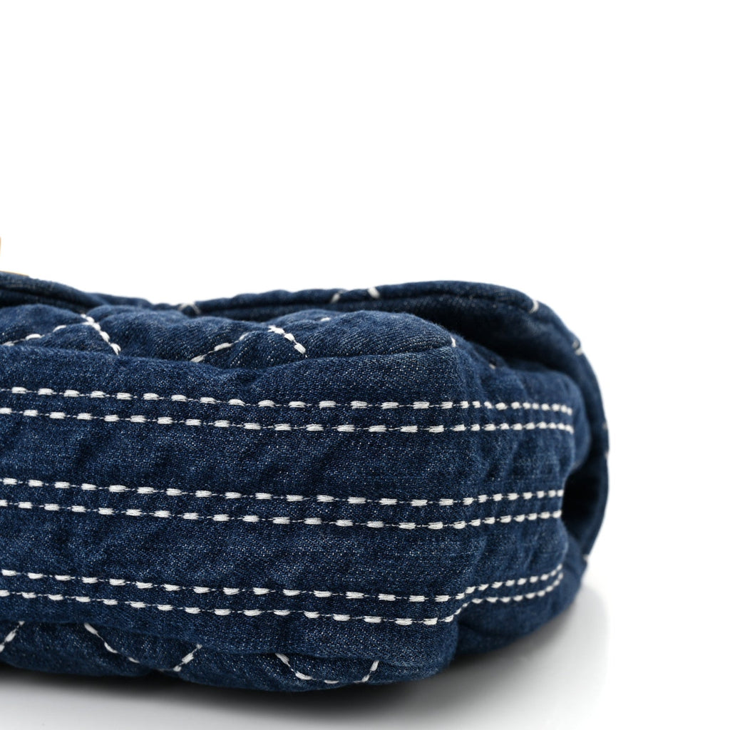 Denim Quilted Medium Denim Trip Single Flap Blue