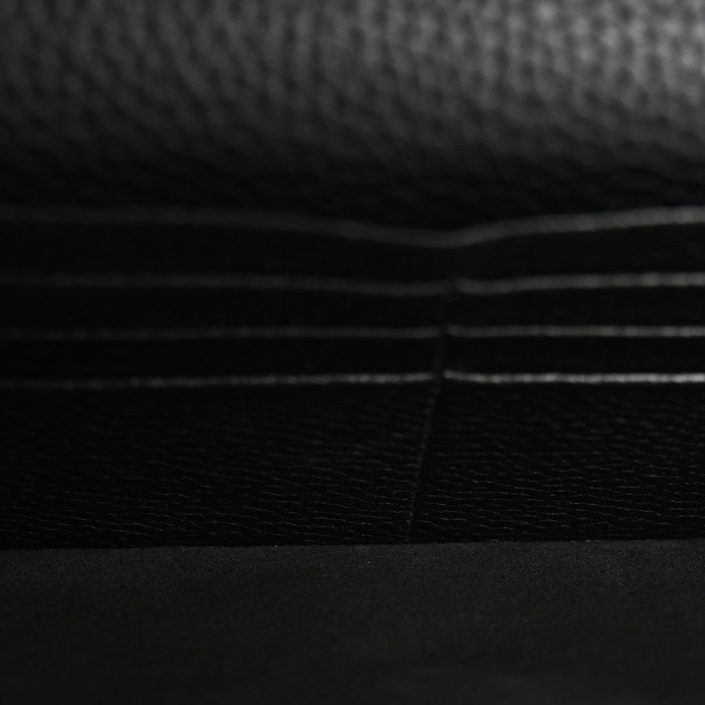Grained Calfskin Rockstud Flap Wallet On Chain Black