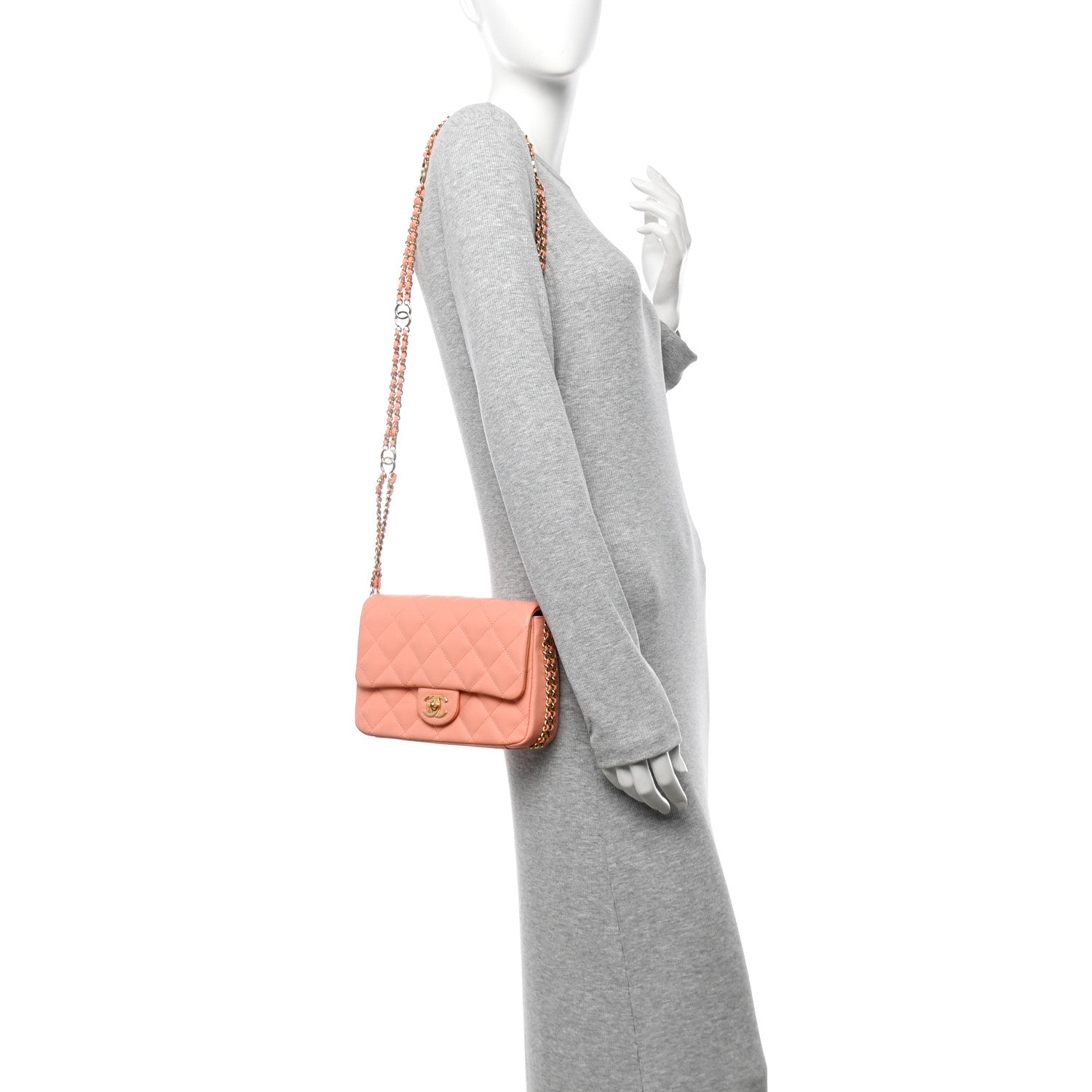 Caviar Quilted Mini CC You Flap Light Orange