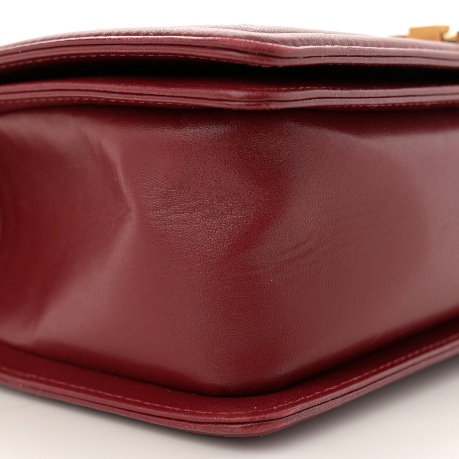 Lambskin Quilted Medium Boy Flap Dark Red