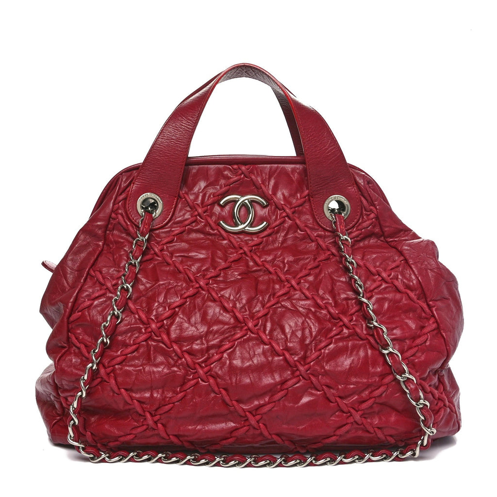 Calfskin Ultra Stitch Large Bowler Red