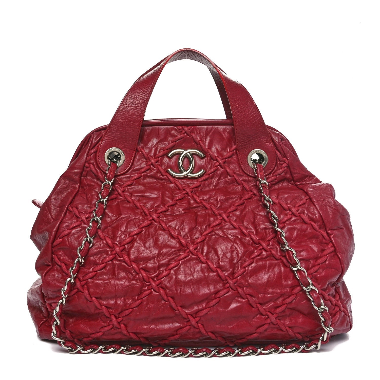 Calfskin Ultra Stitch Large Bowler Red