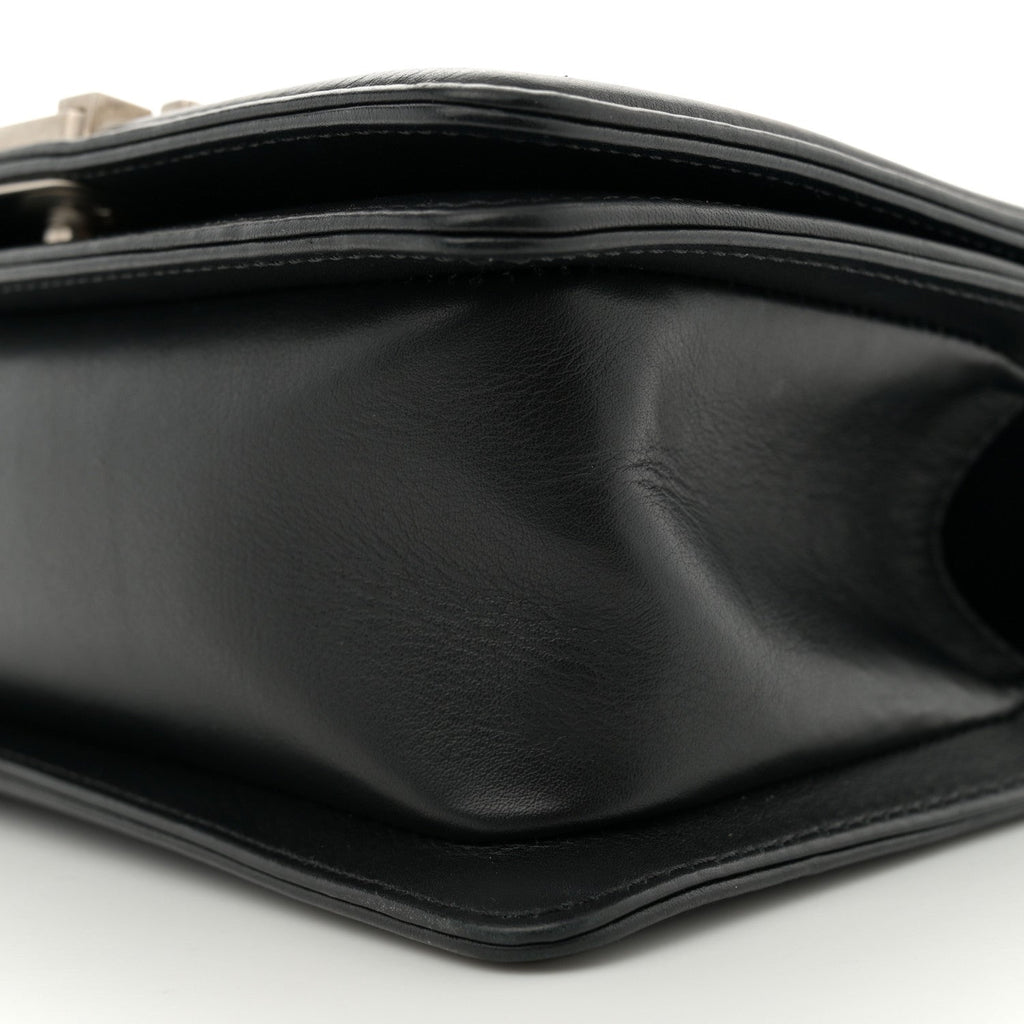 Matte Snakeskin Calfskin Small Boy Flap Black