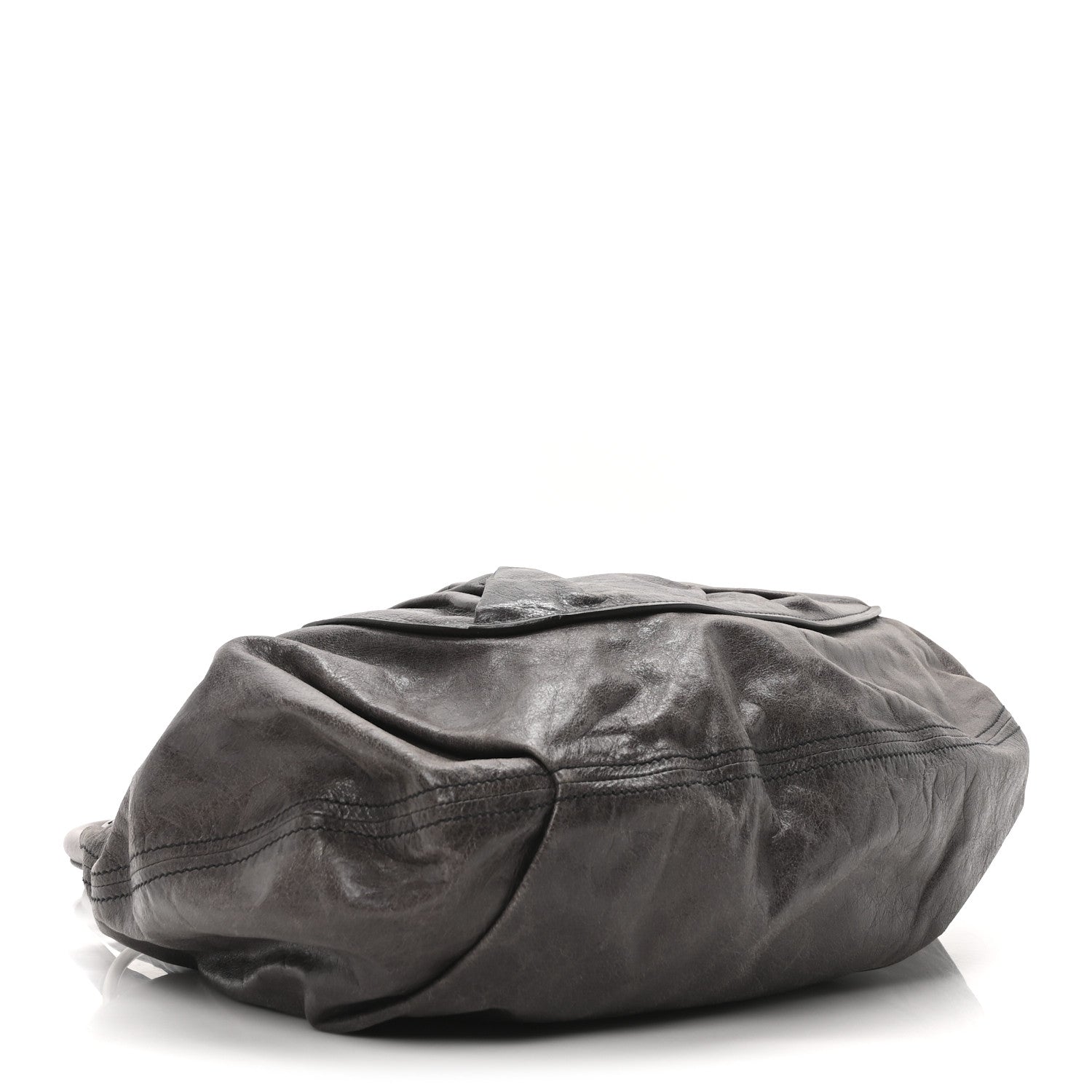 Vitello Pleated Hobo Grey