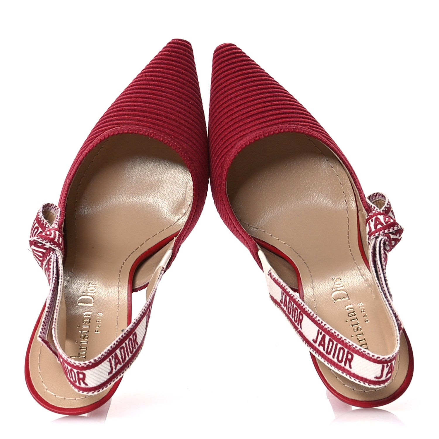 Technical Canvas Ribbon J Adior Slingback 100mm Pumps 36 Cherry