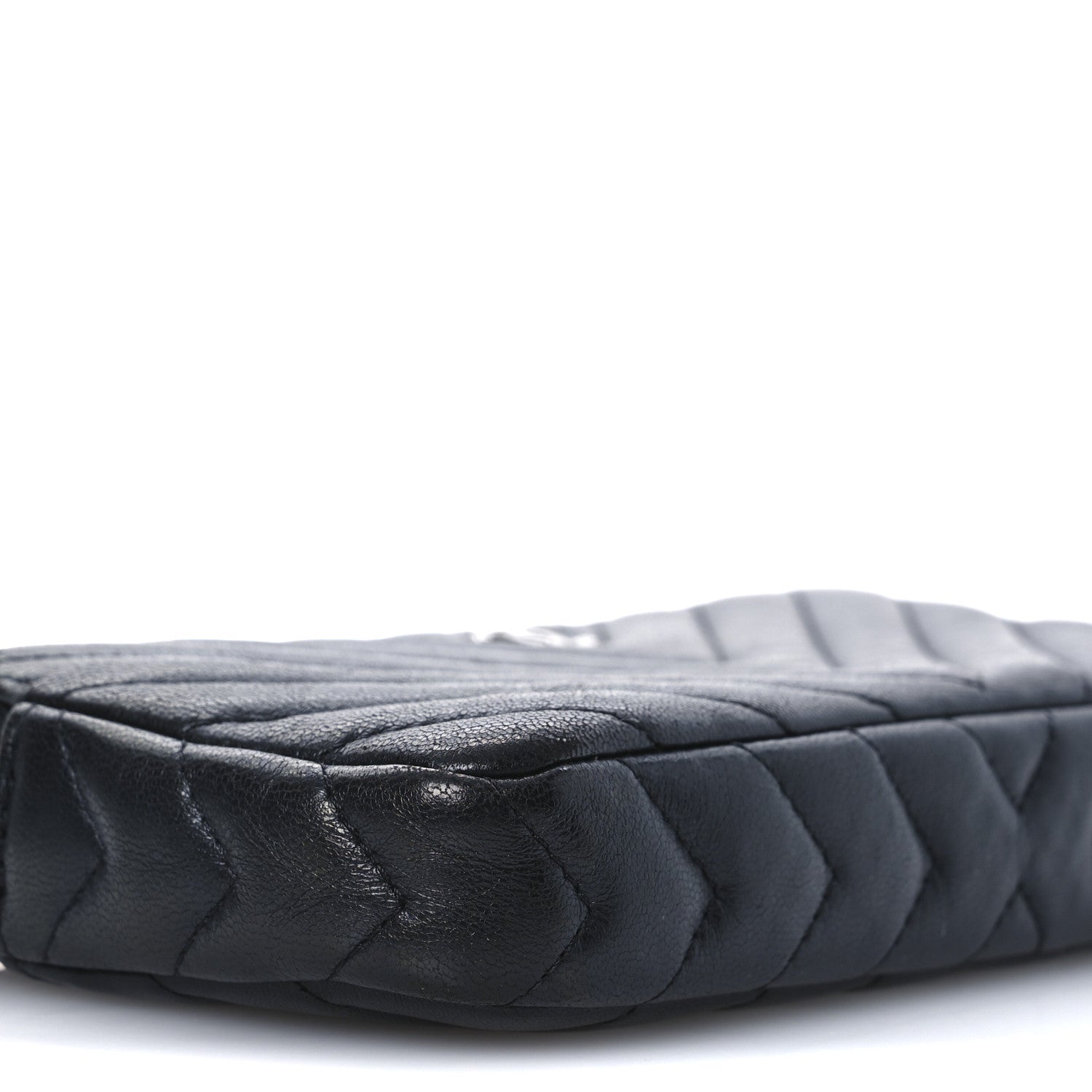 Lambskin Chevron Quilted Small Clutch With Chain Black