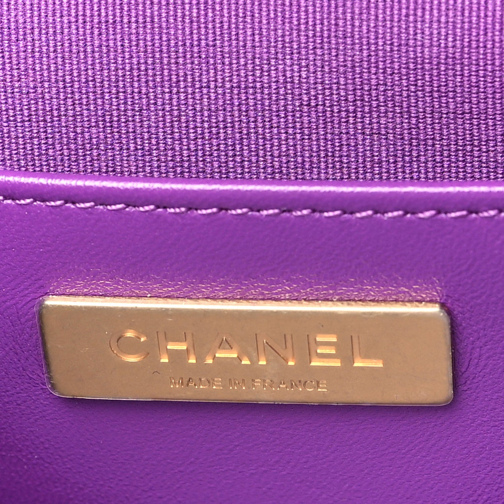 Shiny Lambskin Quilted Mini Cocodoc Top Handle Bag Purple
