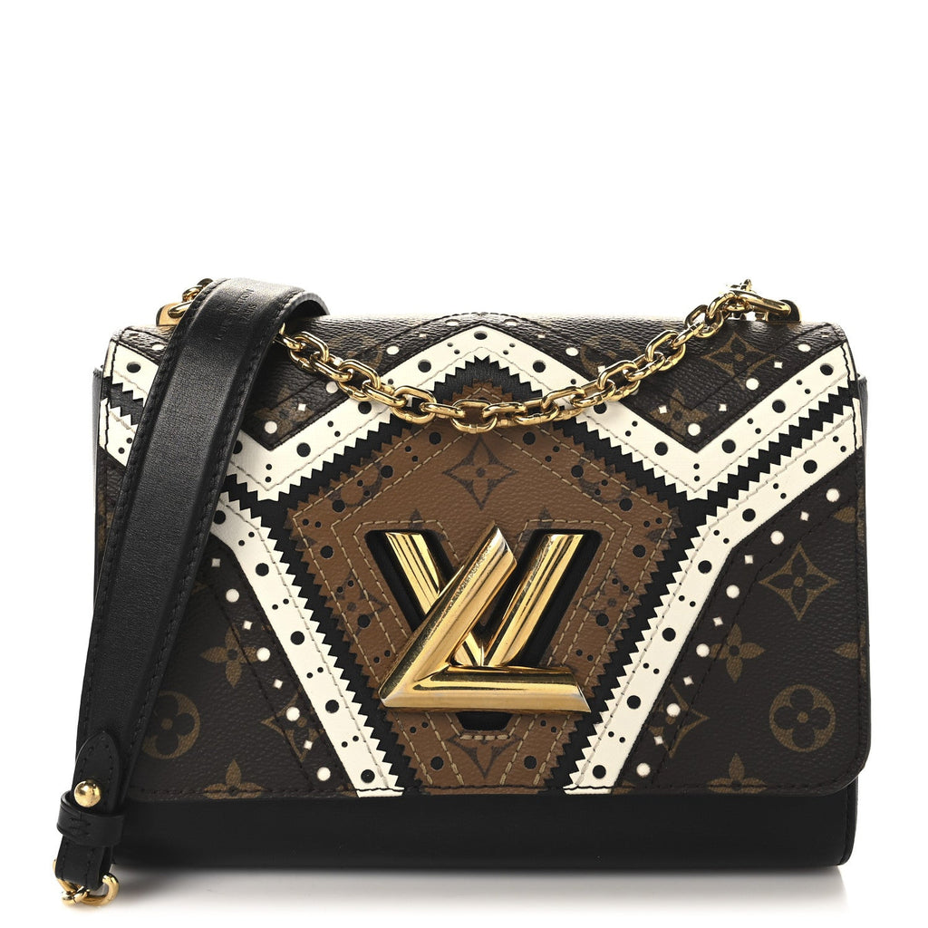 Veau Satin Monogram Twist Shoulder Bag MM Black