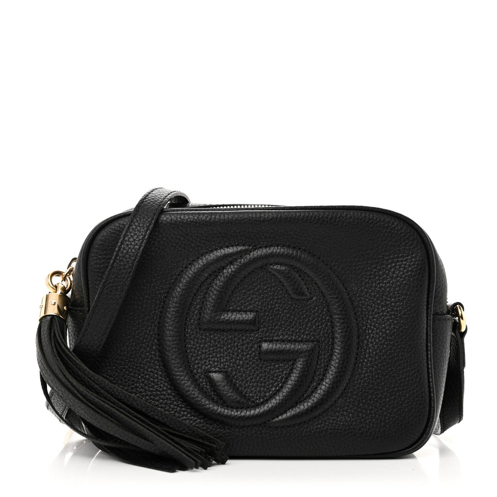 Pebbled Calfskin Small Soho Disco Bag Black