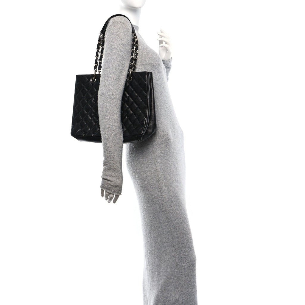 Caviar Quilted Grand Shopping Tote GST Black