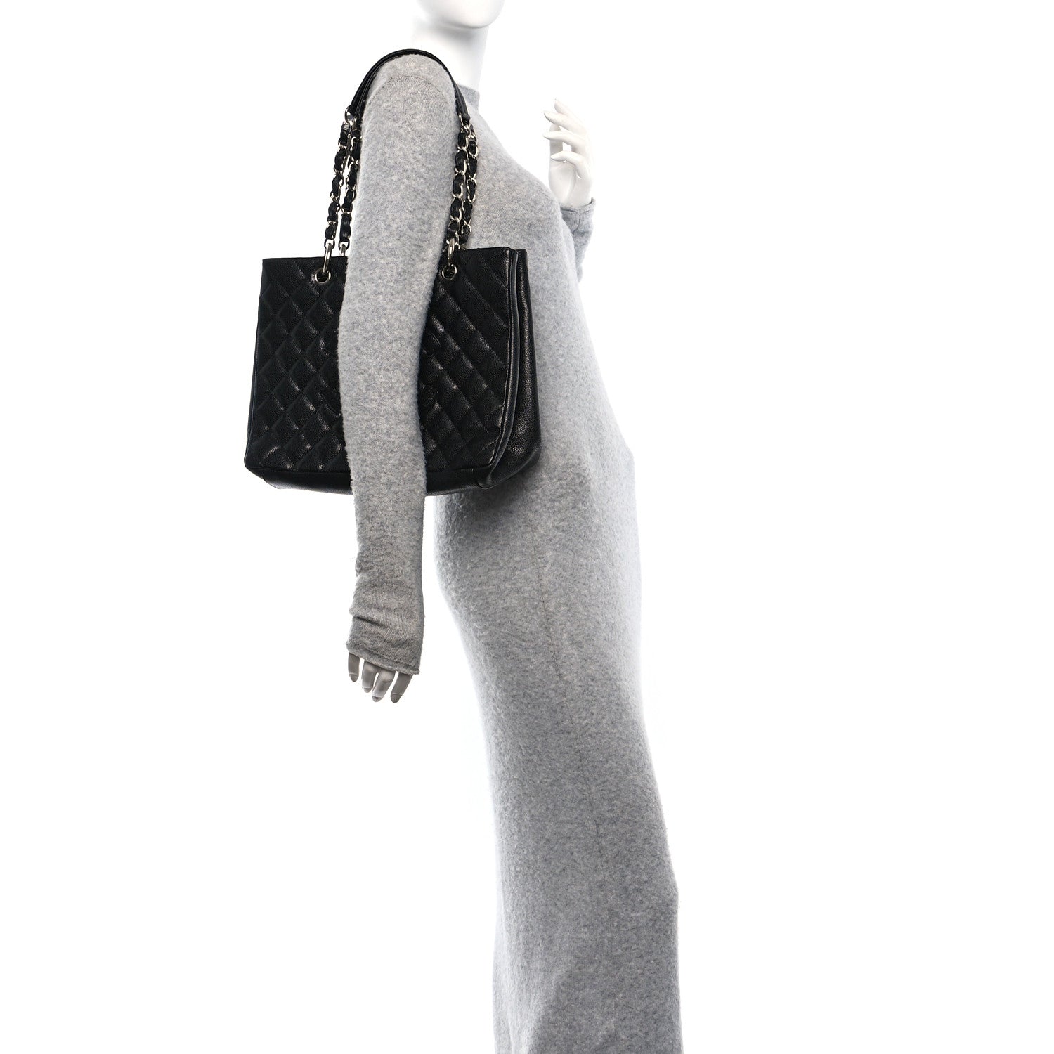 Caviar Quilted Grand Shopping Tote GST Black