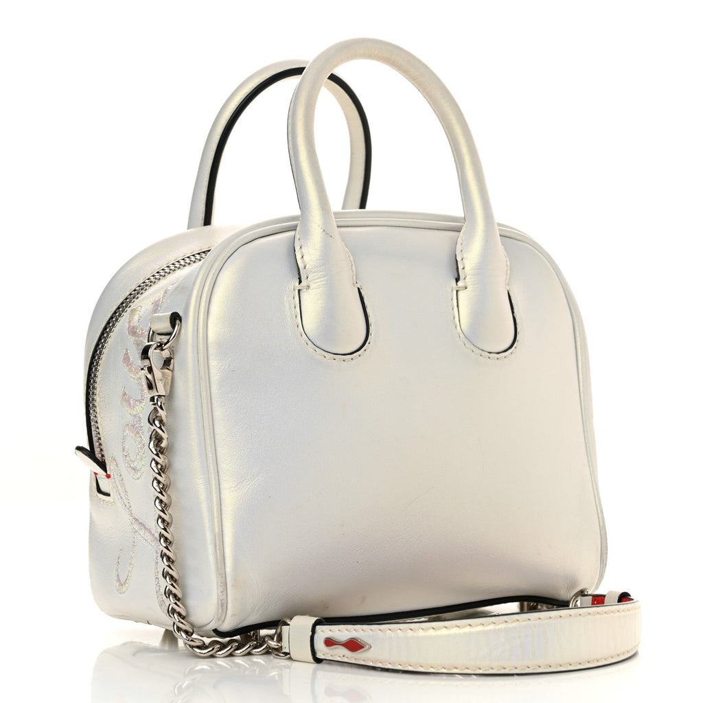 Iridescent Calfskin Paris Nano Collage Marie Jane Tote White