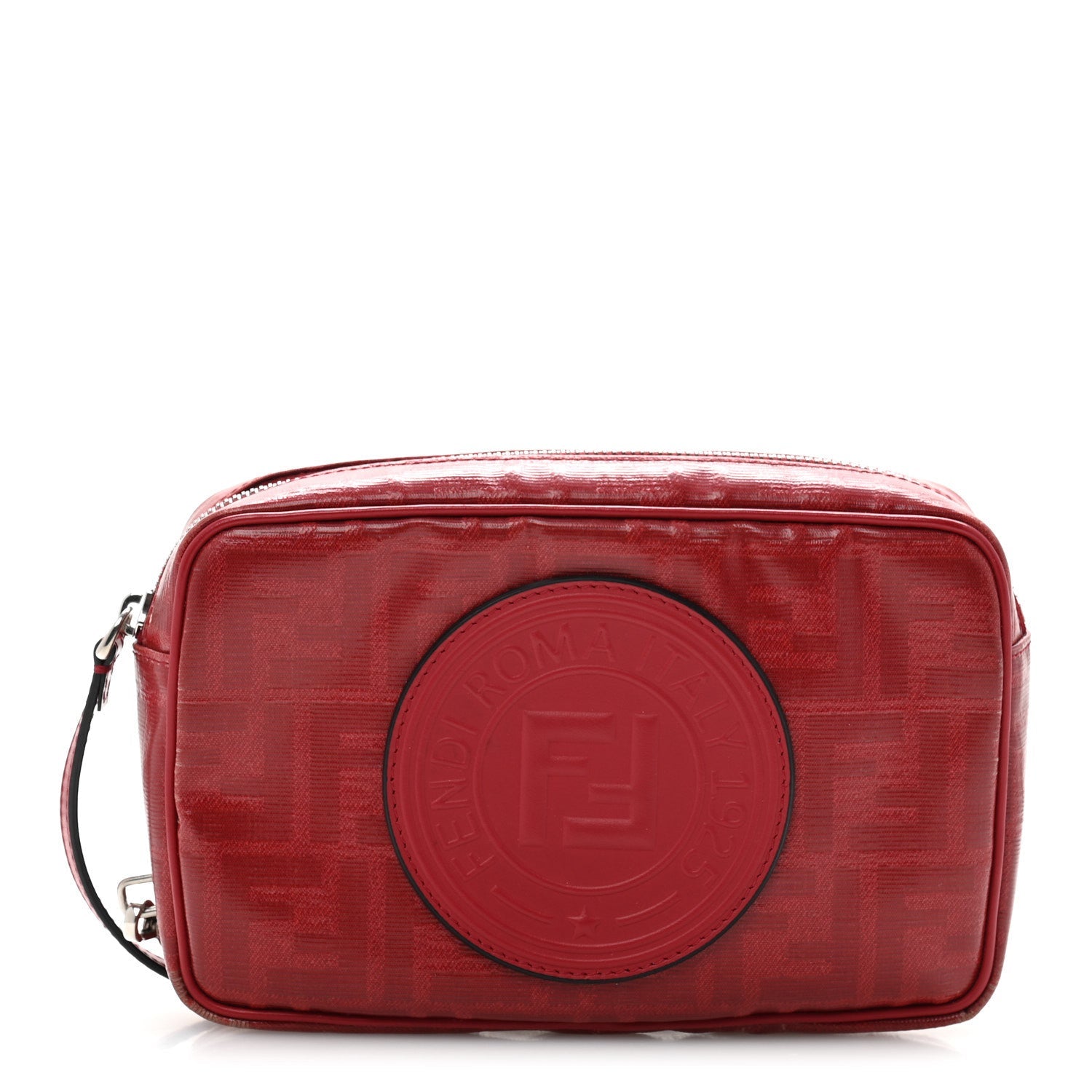 Glazed Fabric Vitello Century FF 1974 Stamp Camera Bag Rosso