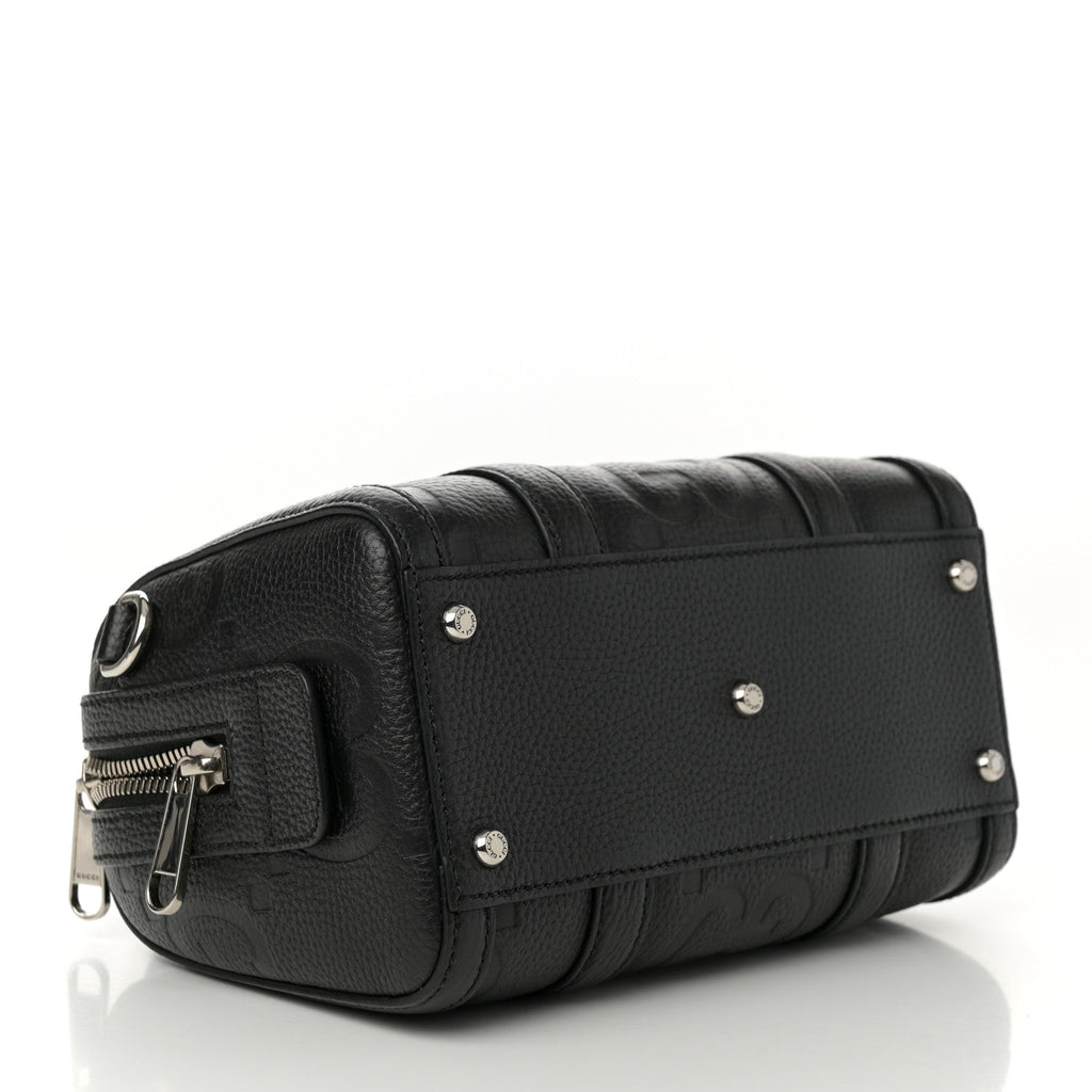 Piuma Calfskin Jumbo GG Embossed Mini Duffle Bag Black