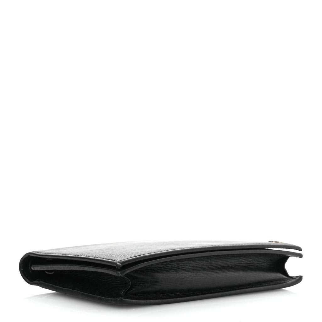 Textured Calfskin Medium Betty Chain Wallet Black
