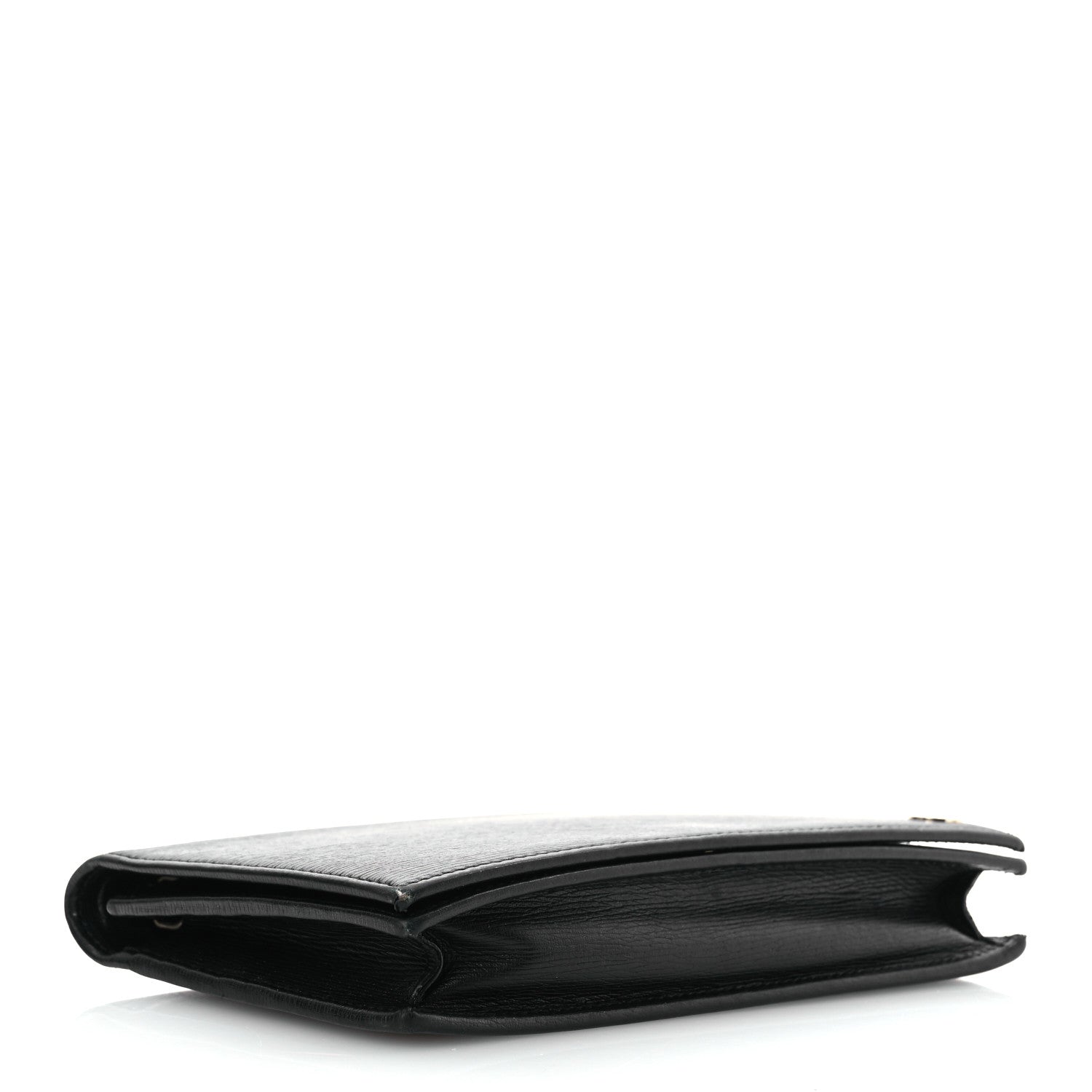 Textured Calfskin Medium Betty Chain Wallet Black