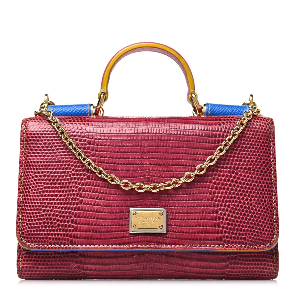 Dauphine Stampa Iguana Mini Miss Sicily Chain Phone Case Wallet Red Multicolor