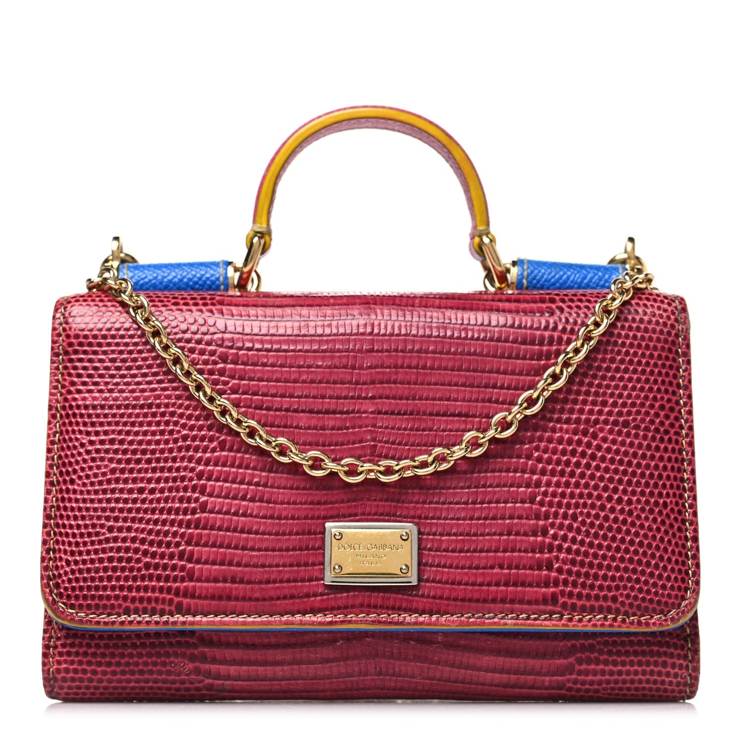 Dauphine Stampa Iguana Mini Miss Sicily Chain Phone Case Wallet Red Multicolor