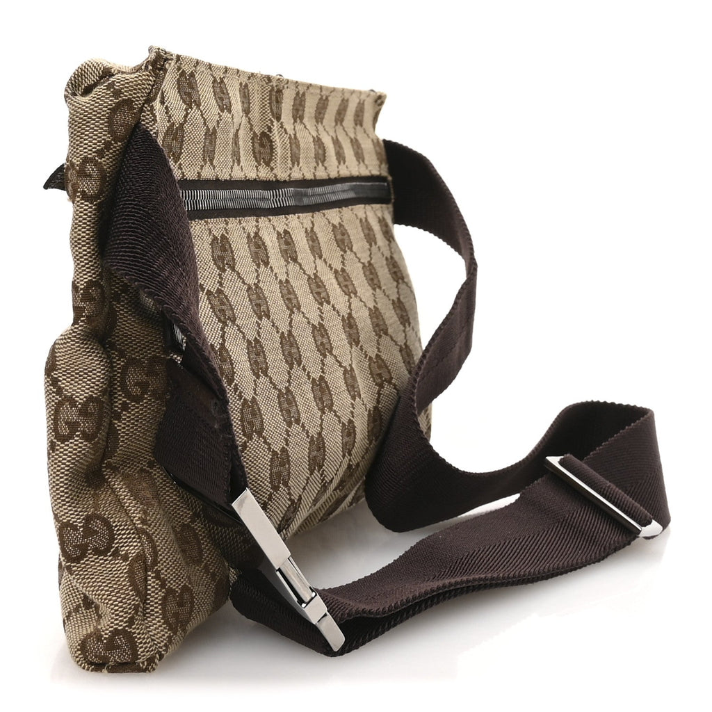 GG Monogram Double Pocket Belt Bag Dark Brown