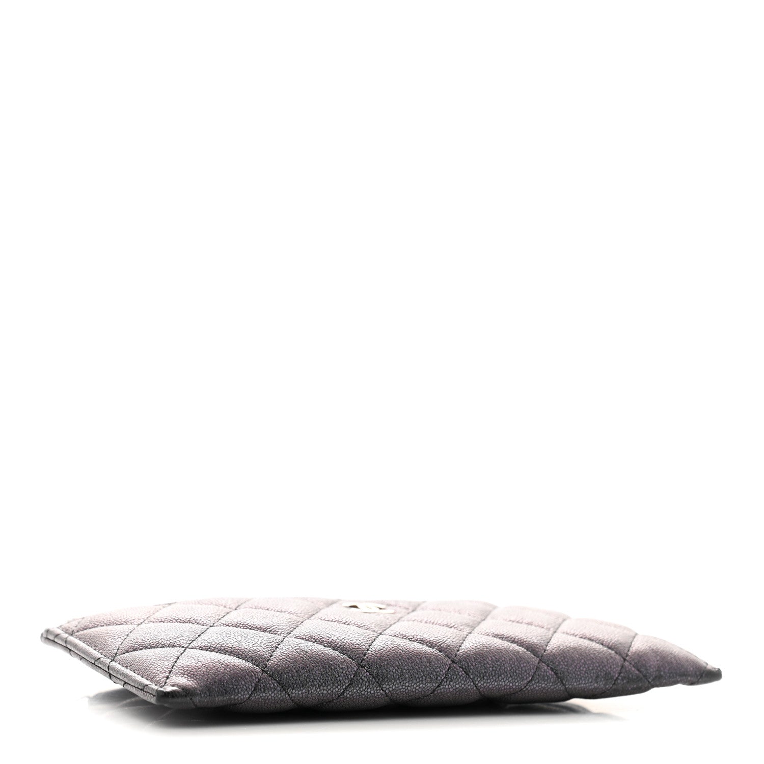 Iridescent Caviar Quilted Classic Zip Pouch Black