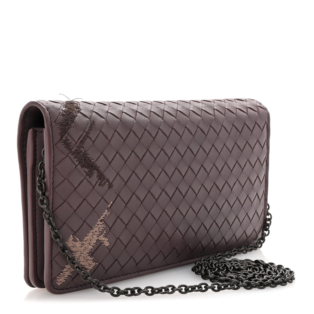 Nappa Intrecciato Graffiato Continental Wallet on Chain Glicine