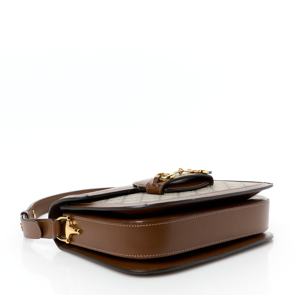 GG Supreme Monogram Horsebit 1955 Shoulder Bag Beige Brown Sugar