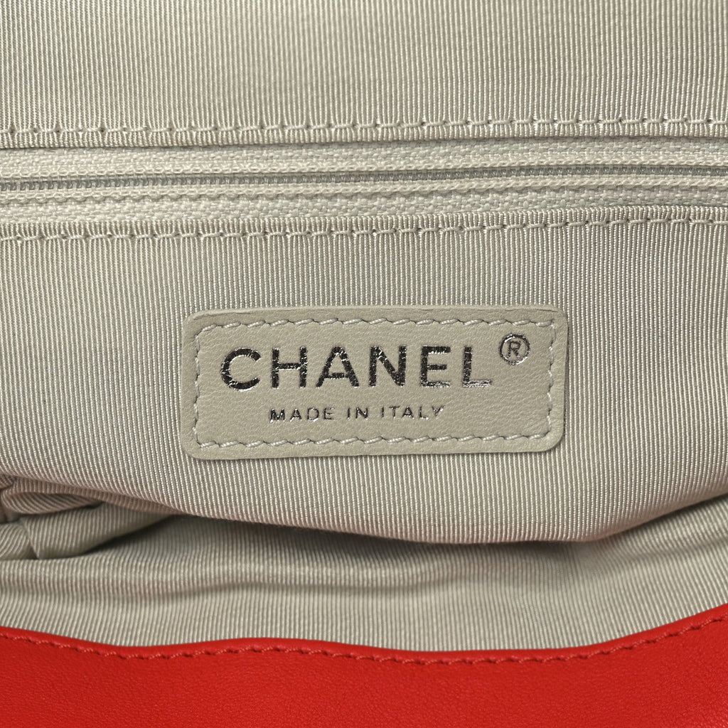 Washed Lambskin Quilted Large Chain Around Messenger Red