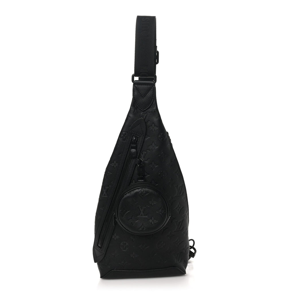 Calfskin Shadow Monogram Duo Slingbag Black