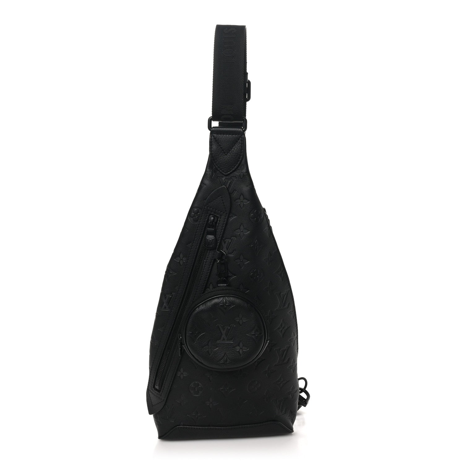 Calfskin Shadow Monogram Duo Slingbag Black
