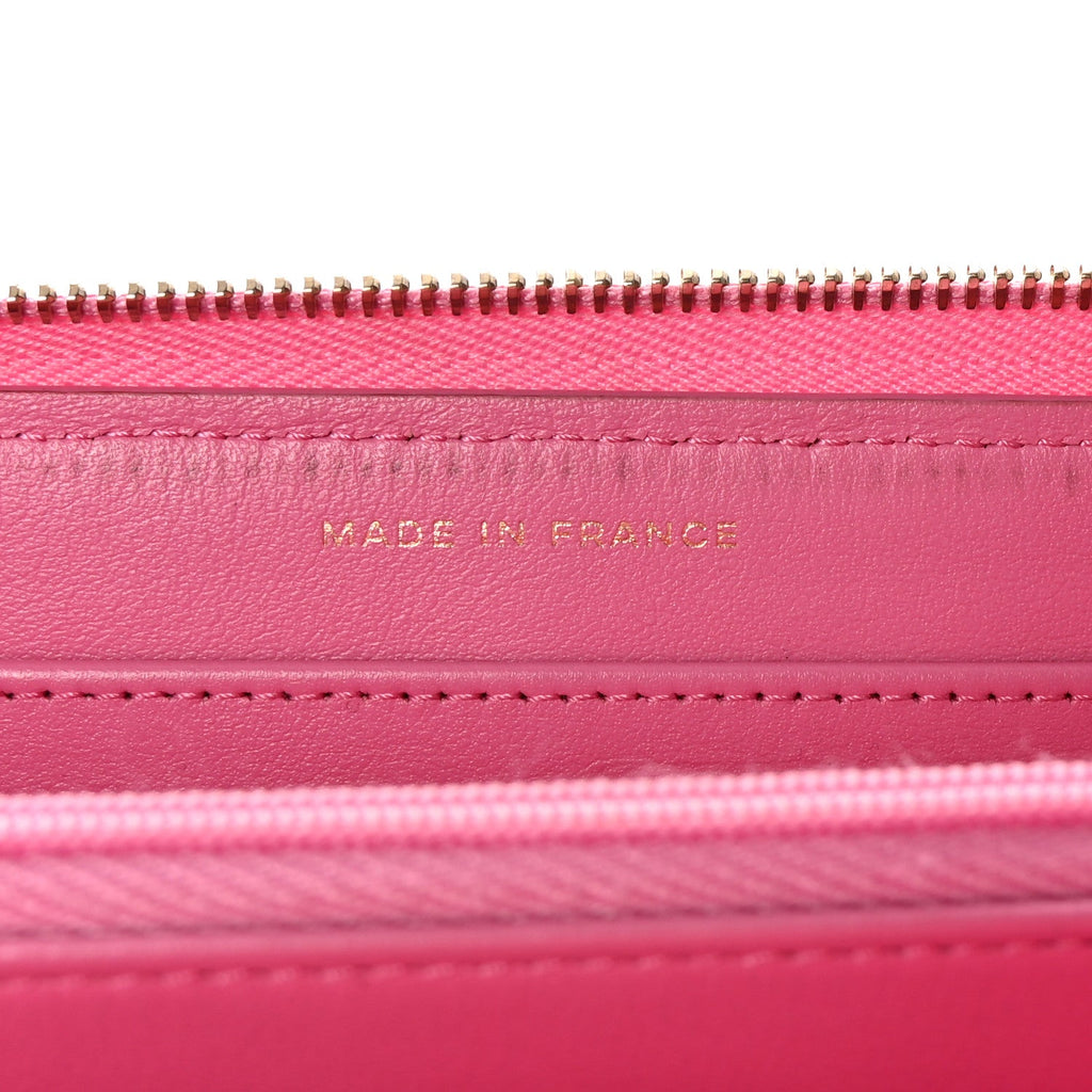 Caviar Quilted Large Gusset Zip Around Wallet Pink