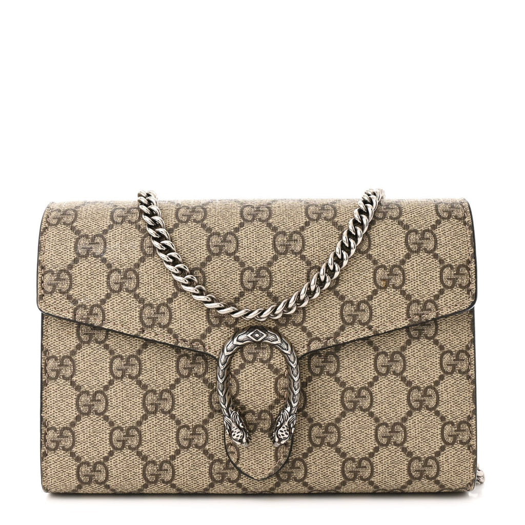 GG Supreme Monogram Mini Dionysus Chain Wallet Beige Taupe